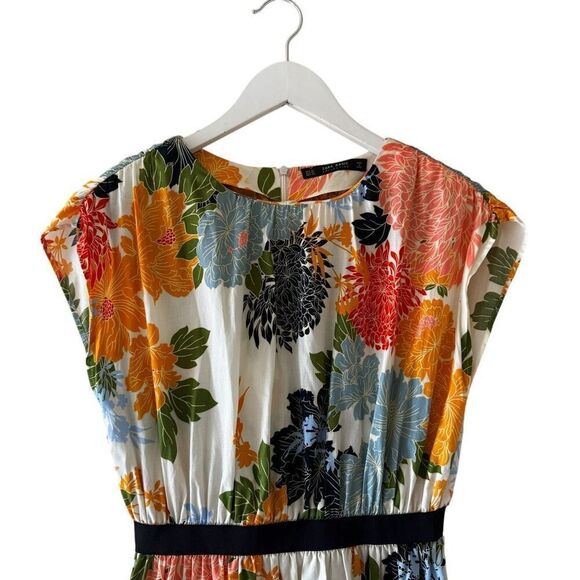 Zara Floral Print  Multicolor Bohemian Elastic Waist  Back Zipper SZ XS #2413 - Picture 4 of 14